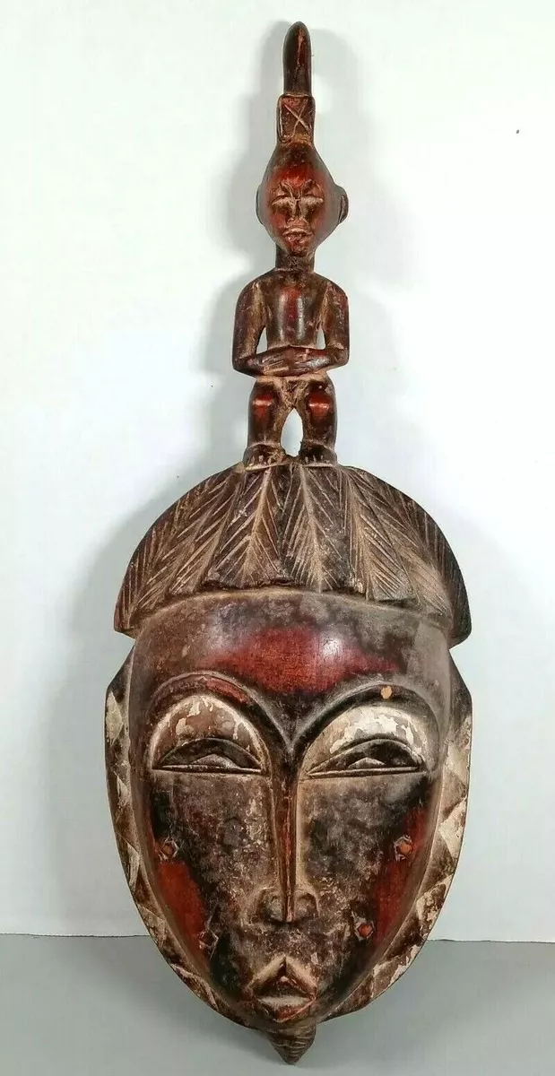 Vintage African Mask Wood Songye Ligbi ? Fetish Spirit God Primitive Tribal  Art