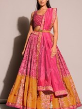 INDIAN DESIGNER SATIN SILK LEHENGA WITH SEQUENCE WORK ATTACH BLOUSE  DUPATTA