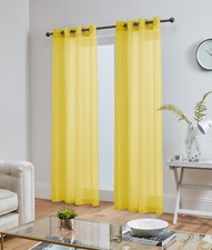 Pair (x2) Voile Eyelet Ring Top Curtains - Net Voile Curtain - Lucy Panel