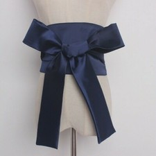 Donna Largo Giapponese Cintura Cintura Raso Finta Seta per Kimono Yukata Cintura
