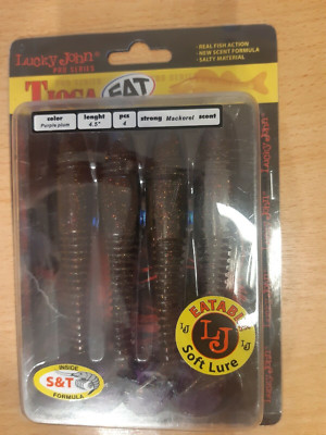 NEU 4x Angel Köder Lucky John Tioga FAT BRAUN 11cm Gummiköder 4,5'' Bait Fisch