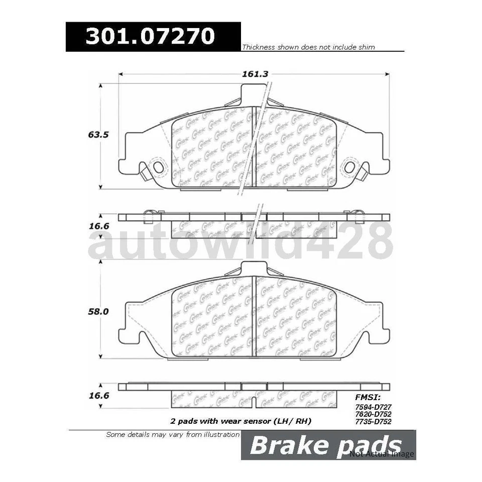 Комплект передних тормозных колодок и роторов Centric подходит для Chevrolet Classic 2,2 л 2004 2005 - Изображение 4 из 4