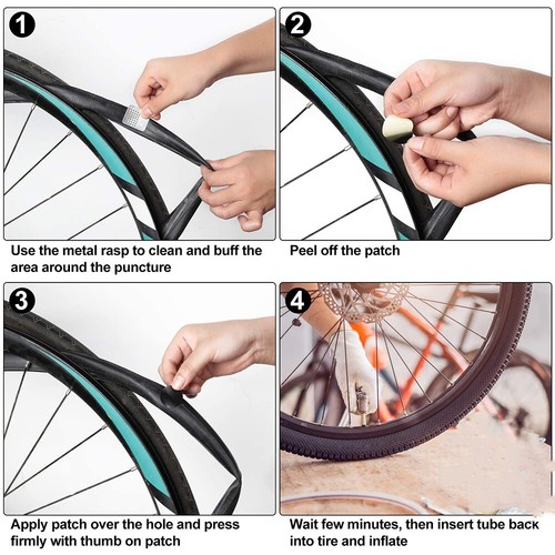 UK 20X Glueless Bicycle Cycling Bike Tire Tyre Tube Puncture Patches Repair Kit - Picture 7 of 8