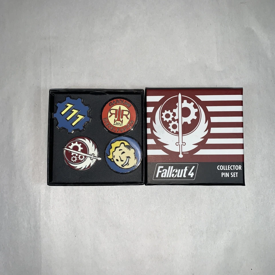 Fallout 4 Pin Set, Figure and 3 by 5 Brotherhood of Steel Flag - Image 2 of 4