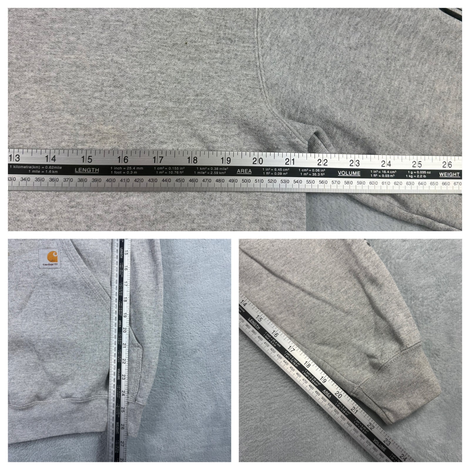VTG Carhartt 2000's Y2K Grey Heavyweight Original Fit Size Small Pullover Hoodie image 6