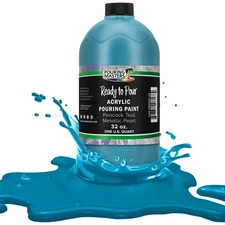Pouring Masters Peacock Teal Metallic Pearl 32oz (Quart) Acrylic Pouring Paint