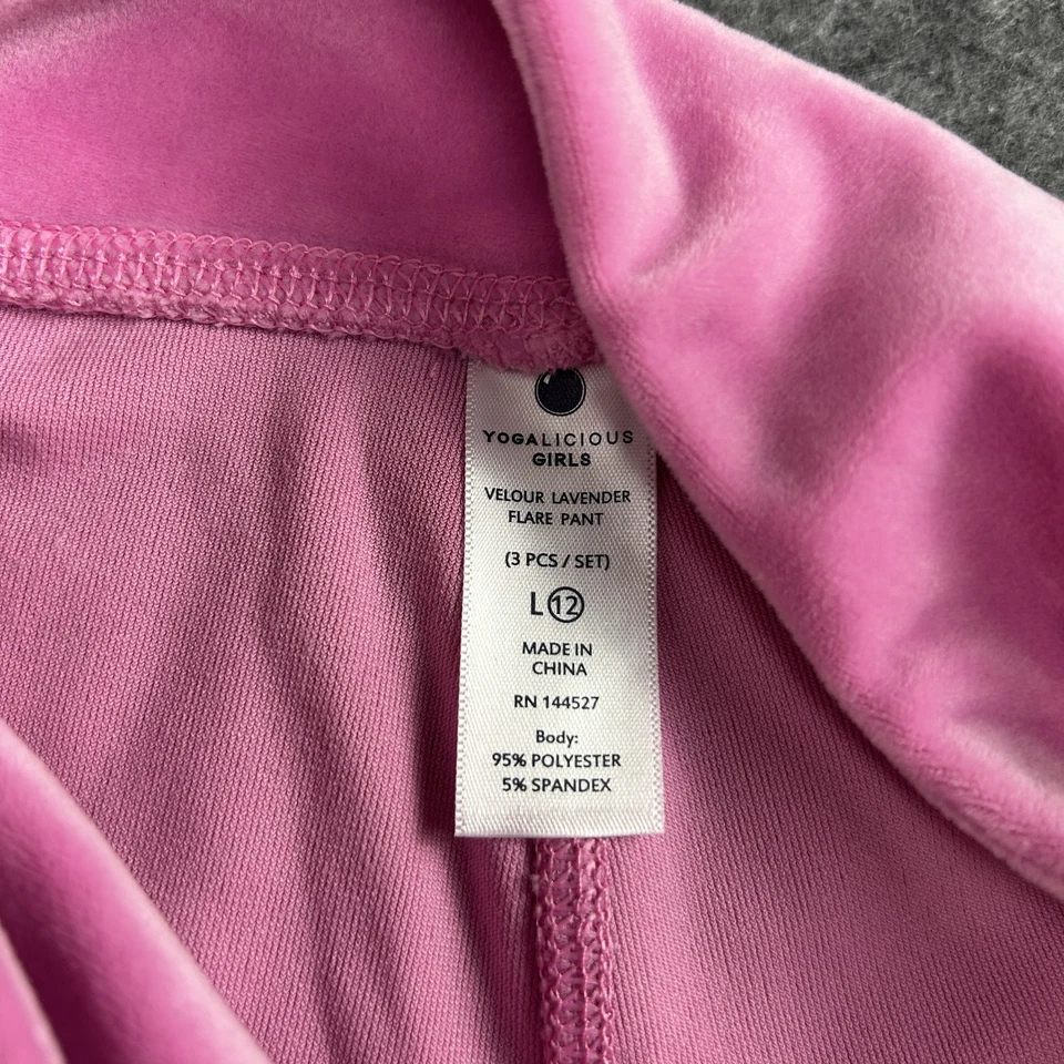 Pantalones Yogalicious Niñas Grandes 12 Terciopelo Acampanado Elastizados Yoga Ropa Activa Foto 3 de 4
