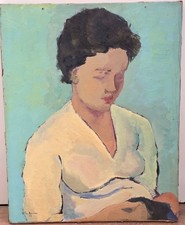 Vito Apuleo 1955 - Dipinto Olio su Tela - Ritratto di Donna - 50x40 cm
