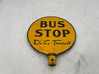 Double Sided Round Bus Stop Sign Cast Iron Washington DC Transit Antique