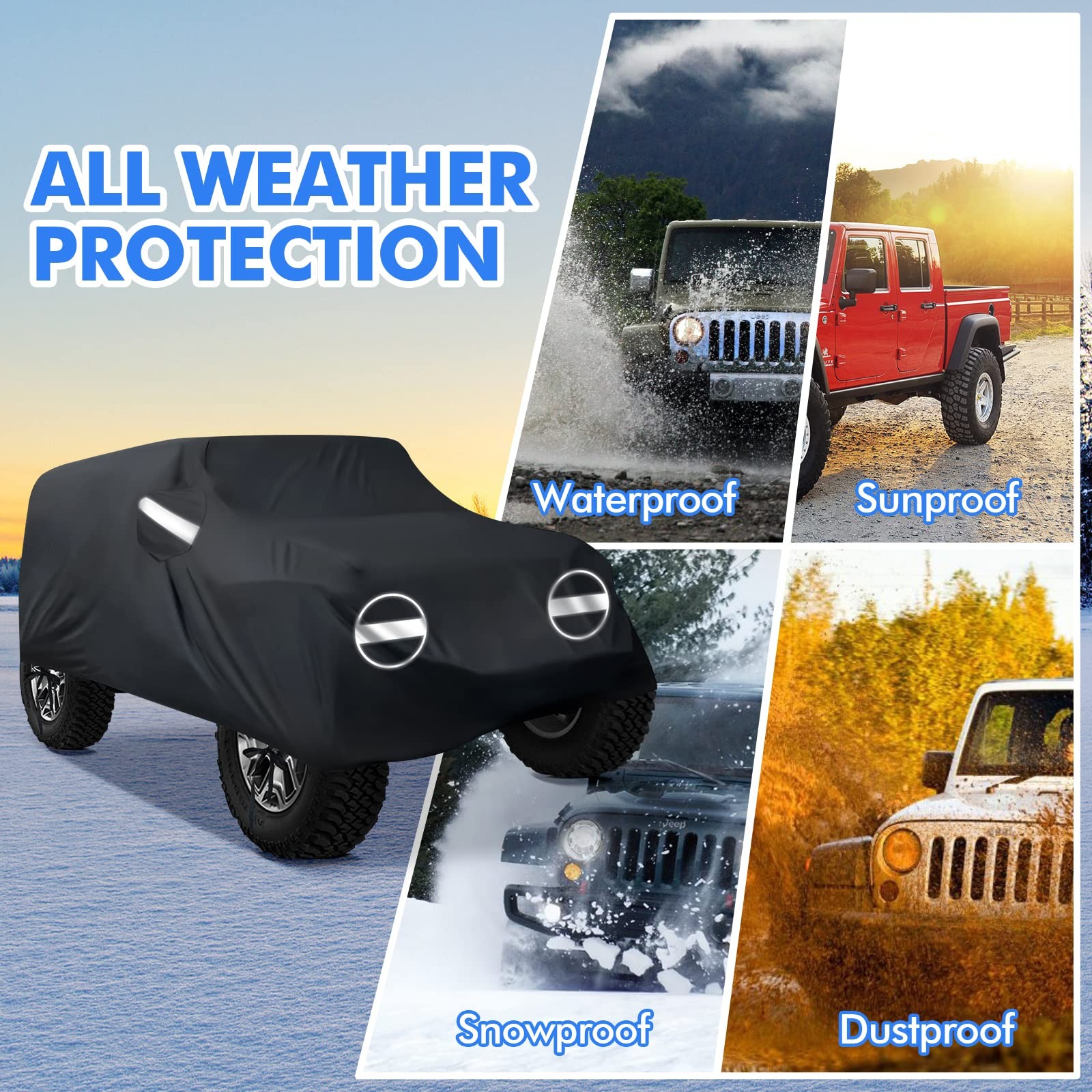 Neverland Waterproof Car Cover for Jeep Wrangler 2-Door All Weather Sun Rain UV thumbnail 5