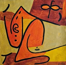 Paul Klee Signed Abstract Expressionist Oil Painting on Canvas -Swiss Modern Art
