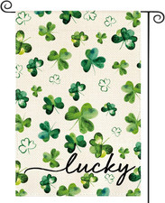 St Patricks Day Lucky Garden Flag 12X18 Inch Double Sided Outside, Watercolor Fl
