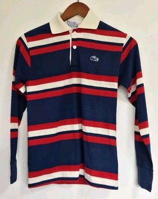 VTG Izod jg Lacoste Polo Shirt Youth 16 Boys Striped Alligator Logo Preppy Retro