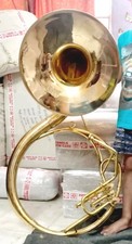 SOUSAPHONE 16"BELL TUBA OF BRASS IN GOLD POLISH+ MOUTHPC + CASE BOX + FREE SHIP