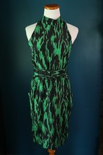 Vintage Triple Play Green Retro Pin Up Belted Button Down Open Back Dress Size 7