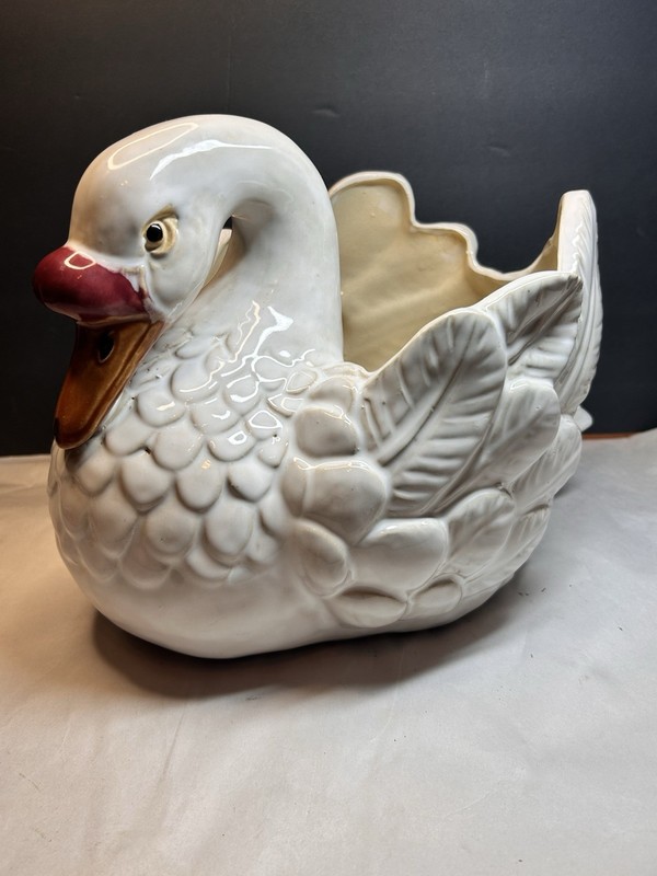 Large Swan /GooseCeramic Plant holder  14”L 11”W 8”T 1964