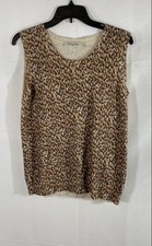 Vintage 90s Christian Dior Women's Leopard Animal Print Knit Top Sz 44 IT