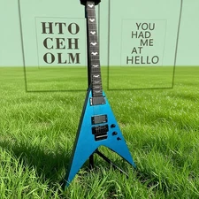 Electric Guitar V Shape Blue Solid Body Mahogany Body & Neck