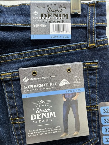 NEU MIT ETIKETT MEMBER'S MARK GERADE PASSFORM PREMIUM STRETCH DENIM BLAU HERRENJEANS 32 X 32 NEU! - Bild 3 von 6