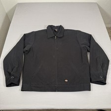 Dickies Jacket Mens XL Black Eisenhower Zip Up Canvas Bomber Lined Workwear