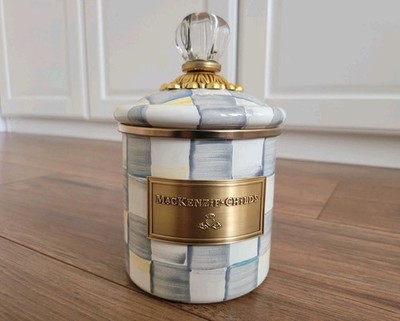 Mackenzie Childs Sterling Karo Emaille Kanister Demi klein