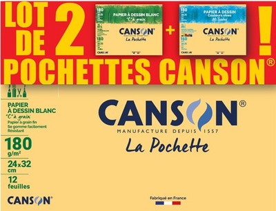 CANSON Zeichenpapier ''C'' à grain & ''Mi-Teintes'' 2 Stück je 12 Blatt