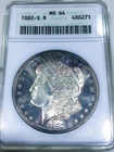 1880-S Morgan Silver Dollar ANACS MS64 Beautiful Coin Nice Toning