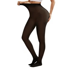 Semi Sheer Control Top Pantyhose for Women High Waist High Stretch Tights Black