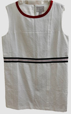 CANVAS by LANDS’ END Sheath Sleeveless Dress White Lined Stretch ITALIAN Size 12