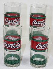 Coca Cola Gl&auml;ser Glas 0,2 L Vintage Retro 80er Tiffany Stil 4 Stk Sammeln    4.1