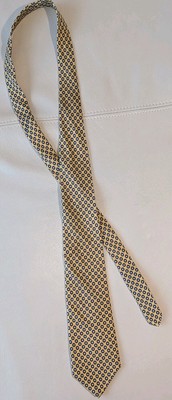 BROOKS BROTHERS Basics Men s Silk Necktie USA Designer Geometric Yellow/Blue EUC