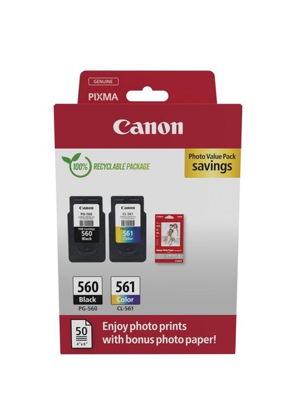Canon PG-560/CL-561 Tintenpatrone + Fotopapier-Vorteilspaket #36986844-image