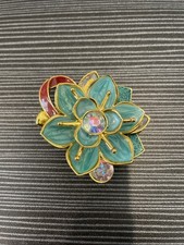 Disney Store London Enamel HAIR CLIP Flower Iridescent Stones Gold Tone