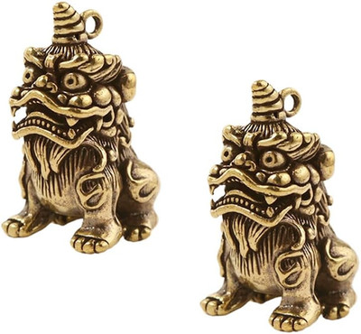 2PCS Brass Pi Xiu Qilin Feng Shui Statue Lucky Wealth Figurines