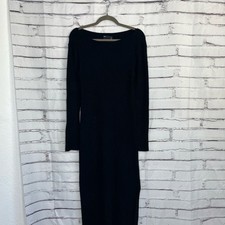 ASOS DESIGN Maternity Black Ribbed Long Sleeve Maxi Dress Women’s US 8 Minimal