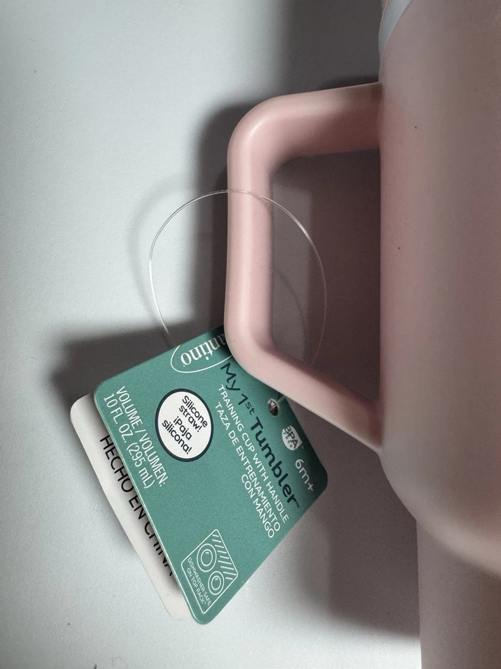 Infantino My First Vaso Nuevo con Etiquetas Taza de Pan de Jengibre Rosa Paja de Silicona Taza de Entrenamiento Foto 2 de 4