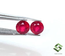 6 mm Natural Ruby Round Cut Pair 2.58 CTS Mozambique Loose Gemstones GF