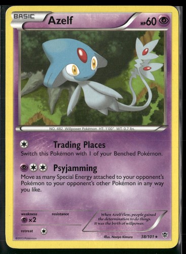 Azelf 38/101 Rare Plasma Blast Pokemon Lightly Played