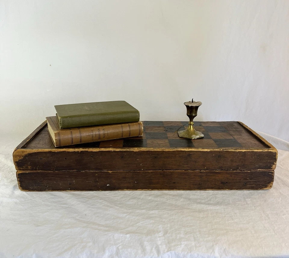 Vintage Wood Chess Board or Decorative Box Rustic Farmhouse Country Style - Image 2 of 4