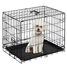 24In Dog Crate,Durable Metal Puppy Cage with Removable Tray, Collapsible Kennel