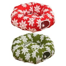 Christmas Cat Tunnel Bed Cat Donut Nest Soft Kitten Donut Tunnel Toy