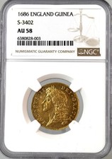 JAMES II. 1686 GUINEA. S402 AU58