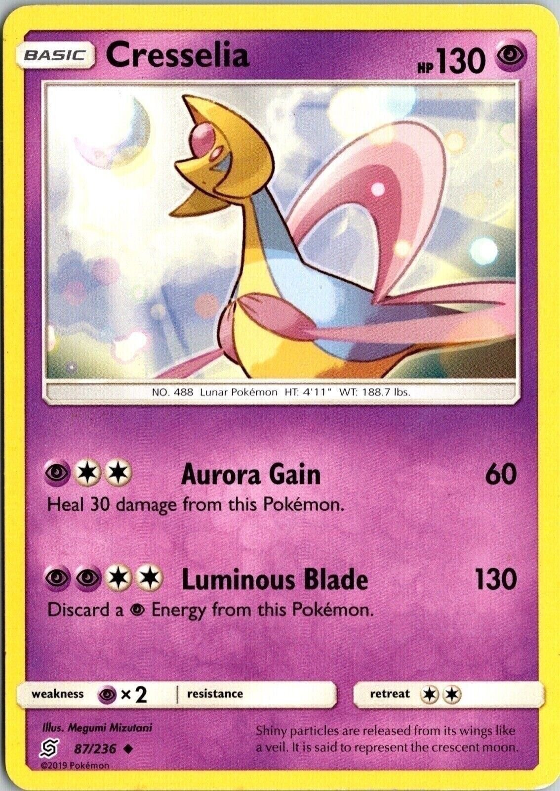 Cresselia Unified Minds 87/236 Uncommon Non Holo 2019 Pokemon Card TCG CCG 