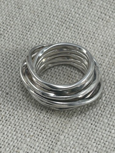 VINTAGE 1990s silver wide multi band ring size O 925 - Picture 9 of 22