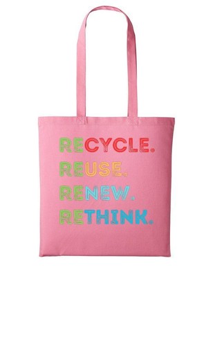 Recycle Reuse Renew Rethink Environmental Tote Re Usable Shopping Bag - Picture 2 of 12