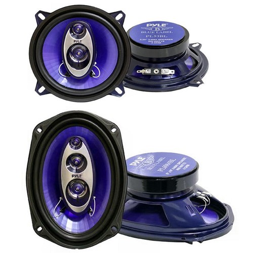 Pyle Car Speakers 2) PL53BL 5.25" 200W 3Way + 2) PL6984BL 6x9" 400 Watts 4Way eBay