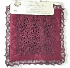 Victoria Classics Burgundy Lace 16" x 16" Square Pillow Cover New