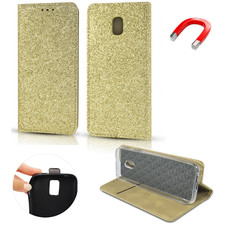 HUAWEI P40 Pro - Book Case Brokat Glitzer Bling Schutzhülle Handy Etui GOLD