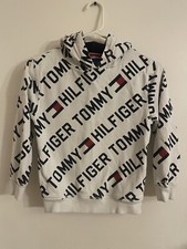  44 MSRP TOMMY HILFIGER BOYS PULLOVER HOODIE SWEATSHIRT SZ 7 All Over Print