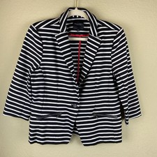 Christian Siriano Black And White Striped 3/4 Length Sleeve Jacket Size M